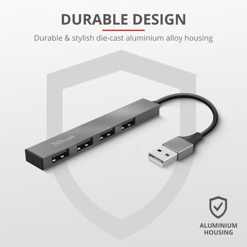 Hub USB Trust Halyx Aluminium, 4 porturi, aluminiu - 4