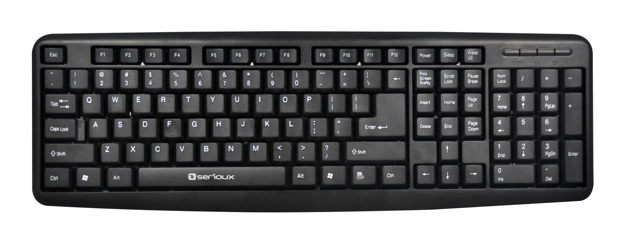 Tastatura Serioux 9400USB, cu fir, US layout, neagra, 104 taste, - 2