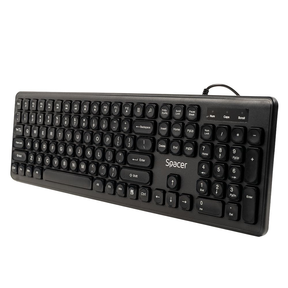 Tastatura Spacer cu fir USB, 104 taste, silentioasa, low profile