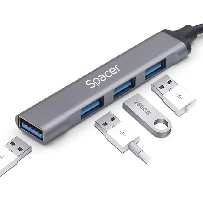 Hub extern SPACER, porturi USB:USB 3.0 X 1, USB 2.0 - 2