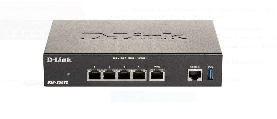 D-Link DSR-250v2 5 Port Gigabit VPN Router, interfata: 1 x - 3