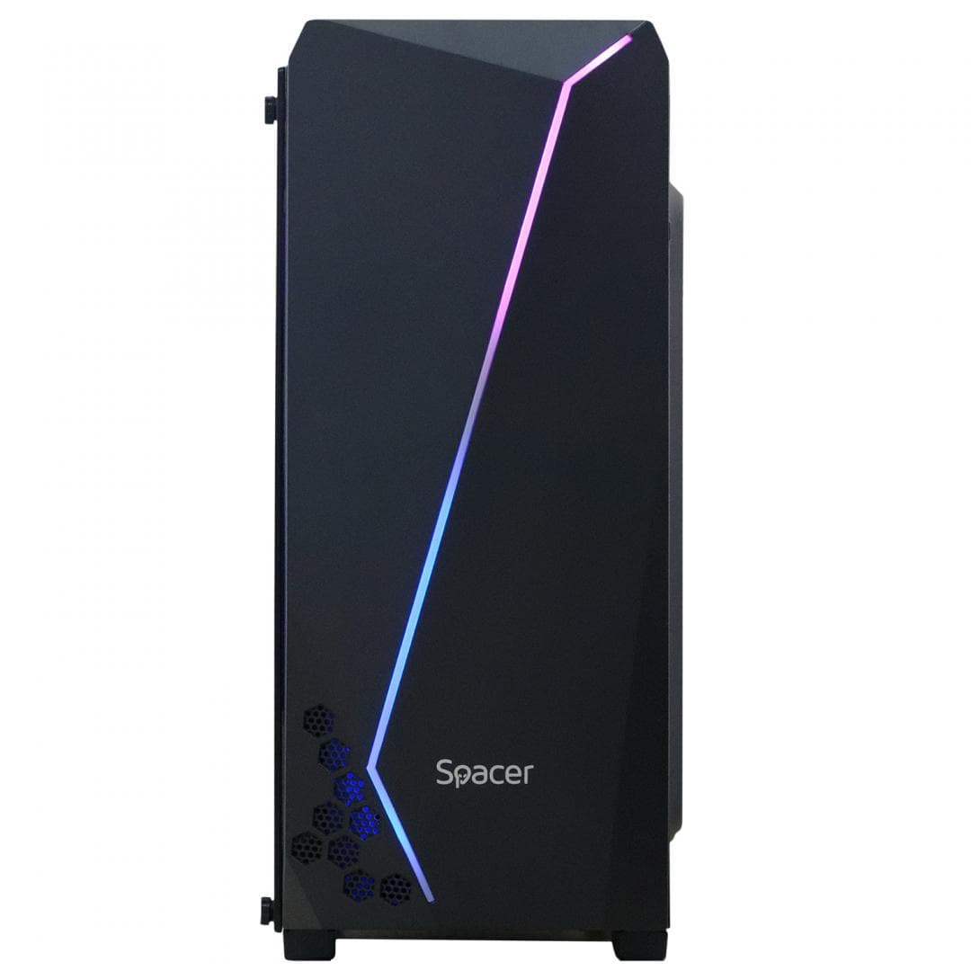Carcasa SPACER SPCS-GC-FLASH, RGB, Mid Tower, Black - 2